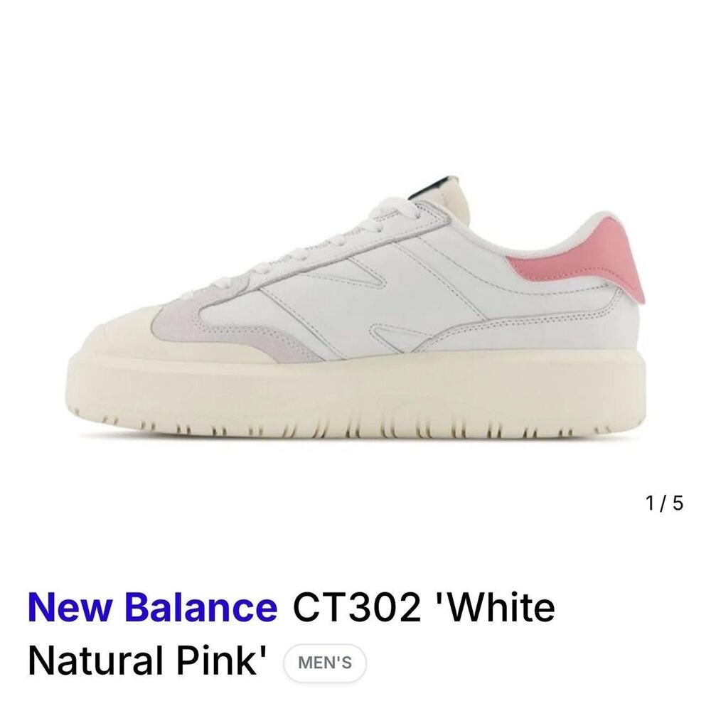 New Balance CT302 Shoes Mens Size 9.5 White Red Leather Court Sneakers CT302LH